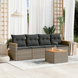 Pilkos spalvos pe rotango poilsio komplektas, 5 vnt. 55x62x69 cm