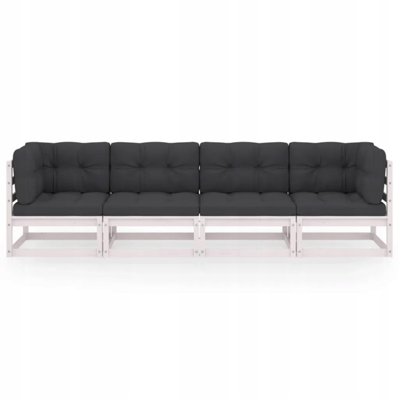 Vidaxl 4-vietė sodo sofa su pagalvėlėmis, pušies masyvo