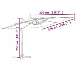 Vidaxl skėtis kabantis ant aliuminio stulpo, smėlio, 300x300 cm