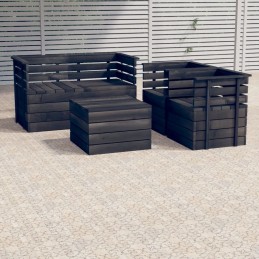 Vidaxl 5 dalių Padėklų baldų komplektas sodui, pušis, tamsiai pilkas