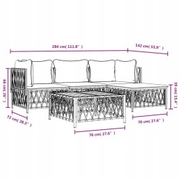 Baltas sodo sofos komplektas 72x72x66cm, tamsiai pilkos pagalvėlės