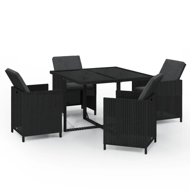 Rattan Pe Relax sodo baldų komplektas, 4-vietis, juodas