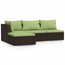 PE rotango sodo sofos komplektas, 4 vnt. ruda/žalia 70x70x60,5 cm