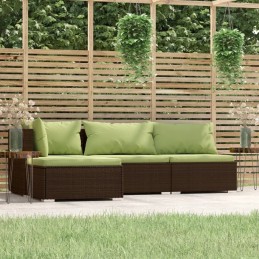 PE rotango sodo sofos komplektas, 4 vnt. ruda/žalia 70x70x60,5 cm