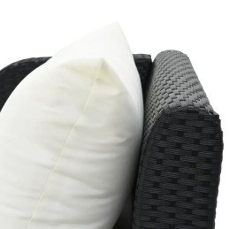 Rotango sodo gultas 210cm juodas + kreminė pagalvė.