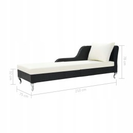 Rotango sodo gultas 210cm juodas + kreminė pagalvė.