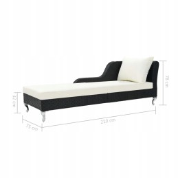 Sodo gultas iš rotango 210x75x78 juodas/kreminis