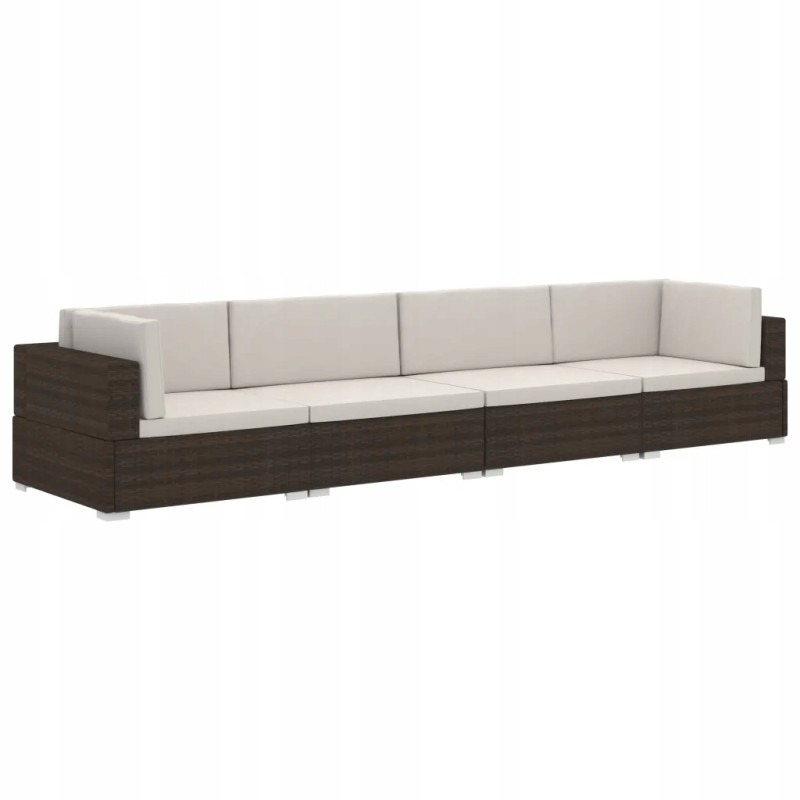 Poilsio komplektas iš polirotango 2x2x6x4 ruda/kreminė 280x70x54 cm