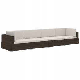 Poilsio komplektas iš rotango 2+2+6+4 ruda/kreminė 280x70x54 cm
