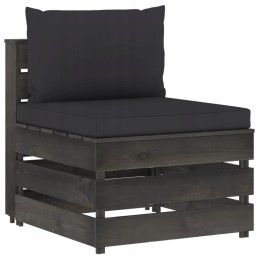 3-vietė sodo sofa, pušies mediena, impregnuota, juodos pagalvėlės, 69x