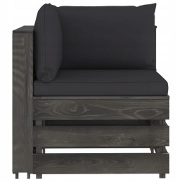 3-vietė sodo sofa, pušies mediena, impregnuota, juodos pagalvėlės, 69x