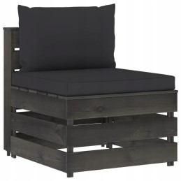Sodo sofa iš padėklų, juoda, impregnuota pušies mediena, 3-vietė, 69x7