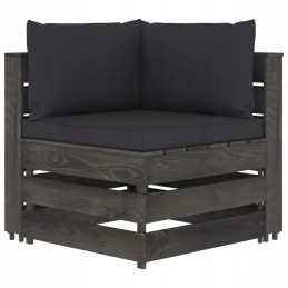Sodo sofa iš padėklų, juoda, impregnuota pušies mediena, 3-vietė, 69x7