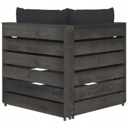 Sodo sofa iš padėklų, juoda, impregnuota pušies mediena, 3-vietė, 69x7