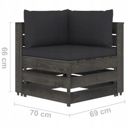 Sodo sofa iš padėklų, juoda, impregnuota pušies mediena, 3-vietė, 69x7