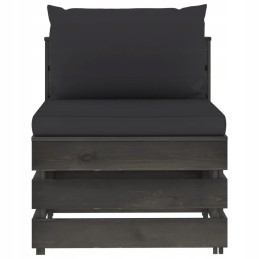 Sodo sofa su padėklais, pušies mediena, juodos pagalvėlės, 3-vietė