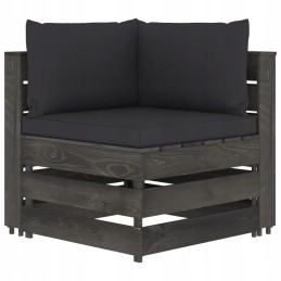 Sodo sofa su padėklais, pušies mediena, juodos pagalvėlės, 3-vietė