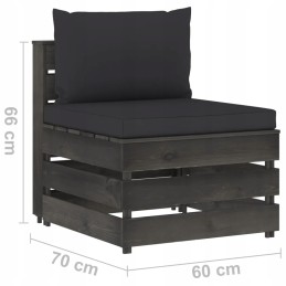 Sodo sofa su padėklais, pušies mediena, juodos pagalvėlės, 3-vietė