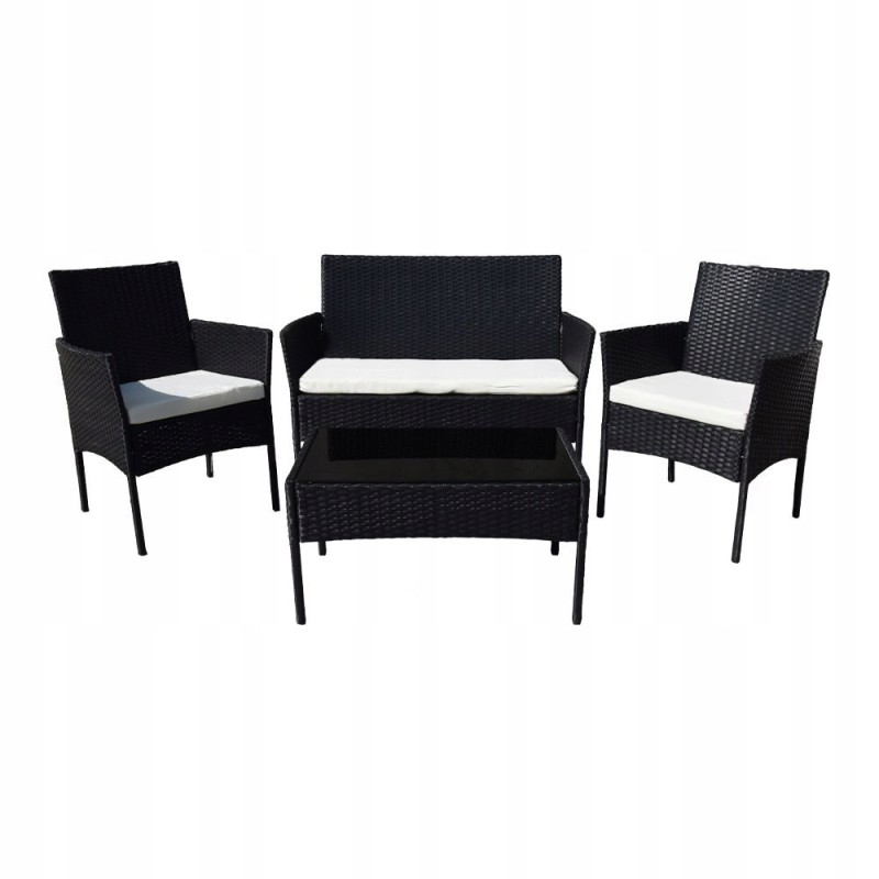 Sodo baldų komplektas 4 žmonėms, technorotango sofa su kėdėmis ir stalu