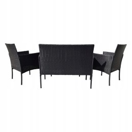 Sodo baldų komplektas 4 žmonėms, technorotango sofa su kėdėmis ir stalu