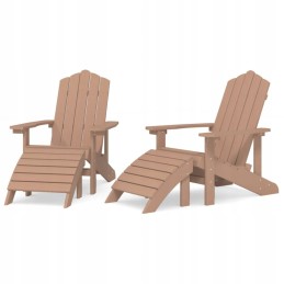 Vidaxl Adirondack sodo kėdės su atrama kojoms, 2 vnt, HDPE, ruda