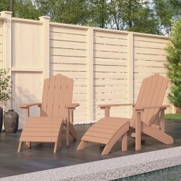 Vidaxl Adirondack sodo kėdės su atrama kojoms, 2 vnt, HDPE, ruda