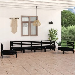 Vidaxl 6 dalių sodo sofos komplektas, juoda, pušies