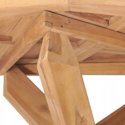 Teko sodo stalas 110x75 cm, natūralios spalvos