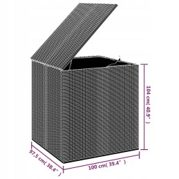 Vidaxl sodo pagalvių dėžutė rotango PE 100x97,5x104 cm, juoda