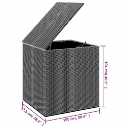 Vidaxl sodo pagalvių dėžutė rotango PE 100x97,5x104 cm, juoda