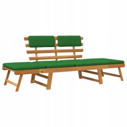 Vidaxl sodo suolas su pagalvėlėmis, du viename, 190 cm, akacijos mediena