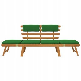 Vidaxl sodo suolas su pagalvėlėmis, du viename, 190 cm, akacijos mediena