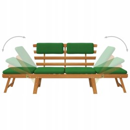 Vidaxl sodo suolas su pagalvėlėmis, du viename, 190 cm, akacijos mediena