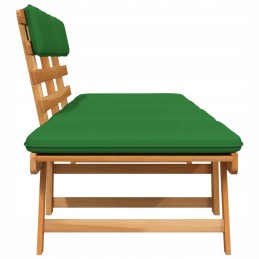 Vidaxl sodo suolas su pagalvėlėmis, du viename, 190 cm, akacijos mediena
