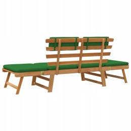 Vidaxl sodo suolas su pagalvėlėmis, du viename, 190 cm, akacijos mediena