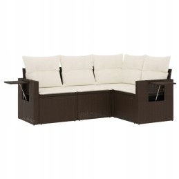 PE rotango poilsio komplektas, 5 vnt., ruda, 55x62x69 cm