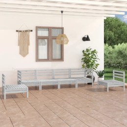 Vidaxl 6 dalių sodo sofos komplektas, baltas, pušies