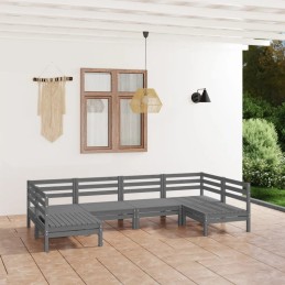 Vidaxl 6 dalių sodo poilsio komplektas, pilka, pušies mediena