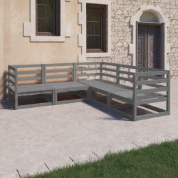 Vidaxl 5 dalių poilsio baldų komplektas sodui, pilkas, pušinis