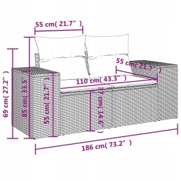 dalių sodo sofos komplektas, pilkos PE rotango pagalvėlės