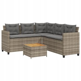 Sodo kampinė sofa su pagalvėlėmis ir stalu, pe rotango, pilka