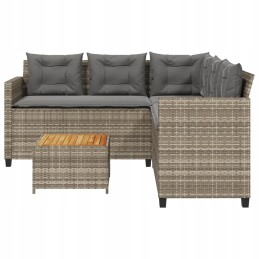 Sodo kampinė sofa su pagalvėlėmis ir stalu, pe rotango, pilka