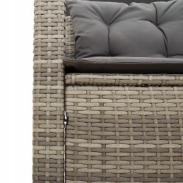 Sodo kampinė sofa su pagalvėlėmis ir stalu, pe rotango, pilka