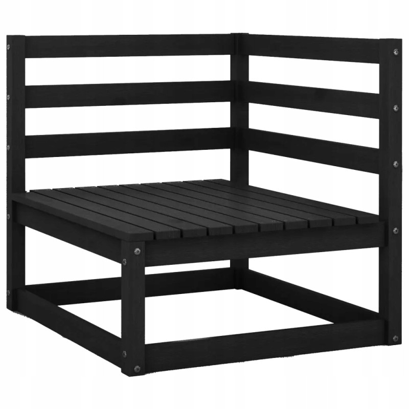 2-vietė sodo sofa su pagalvėlėmis, juoda, medinė