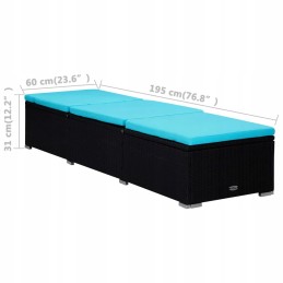 Vidaxl gultas 310227 plastikinis juodas + buitiniai audiniai York audinio audinys 3 vnt.