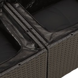 4 dalių sodo poilsio komplektas, pagalvėlės, juodas PE rotangas