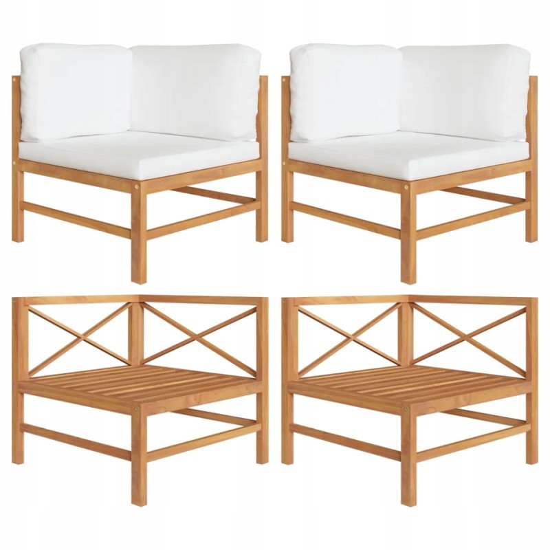 Tikmedžio medinė kampinė sofa 66x66x60 kreminė