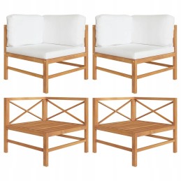 Tikmedžio medinė kampinė sofa, kreminė, 66x66x60 cm