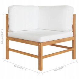 Tikmedžio medinė kampinė sofa, kreminė, 66x66x60 cm