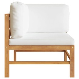 Dvivietė tikmedžio sodo sofa su pagalvėlėmis, kreminė